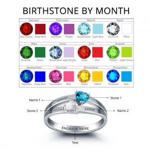 Birthstone Ring, Sterling Silver Personalized Engravable Ring JEWJORI101976